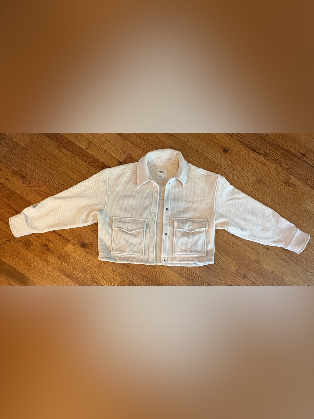 Abercrombie & Fitch Men's Cream Corduroy Zip-Up Jacket